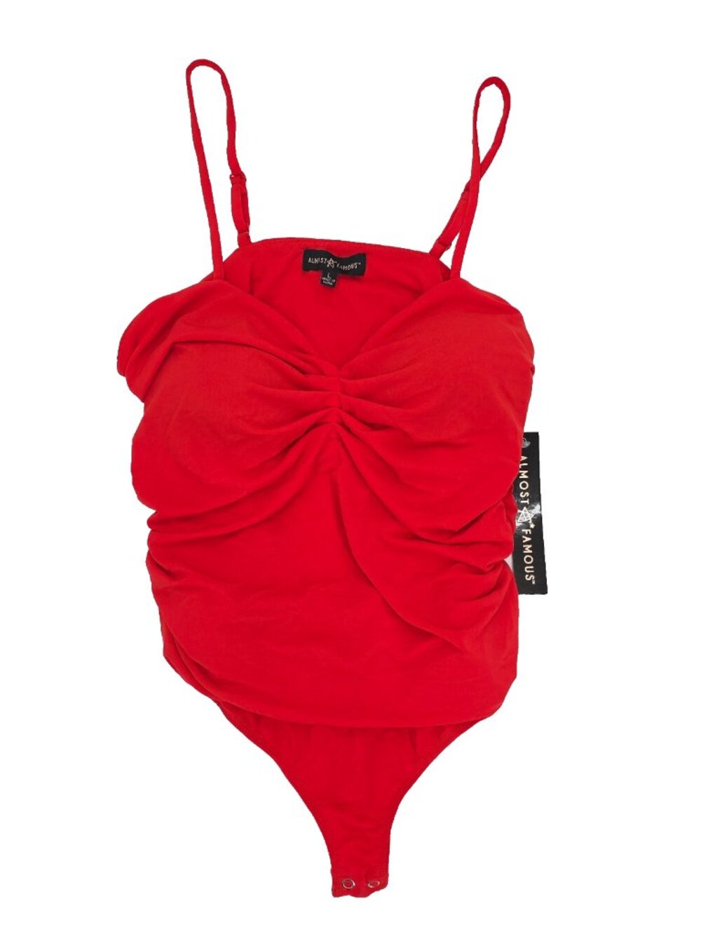 Almost Famous One Piece Swimsuit Womens Large Orange Ruched Sweetheart Solid